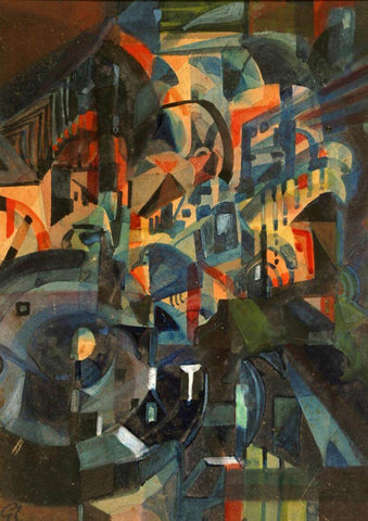 Night - Gaganendranath Tagore - Cubist Painting by Gaganendranath Tagore