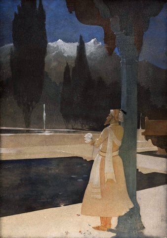 Night at the Shalimar - The Emperor Shah Jahan - Abanindrantah Tagore - Bengal School Indian Painting by Abanindranath Tagore