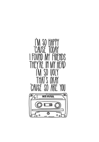 Nirvana - Handwritten Lyrics - Grunge Music Fan Art Poster - Large Art Prints