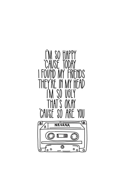 Nirvana - Handwritten Lyrics - Grunge Music Fan Art Poster - Life Size Posters