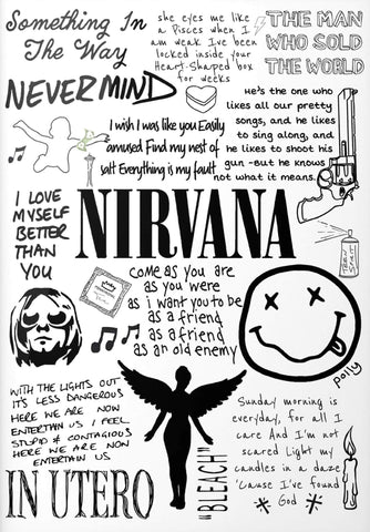 Nirvana - Lyrics And Doodles Fan Art Graphic Poster - Art Prints