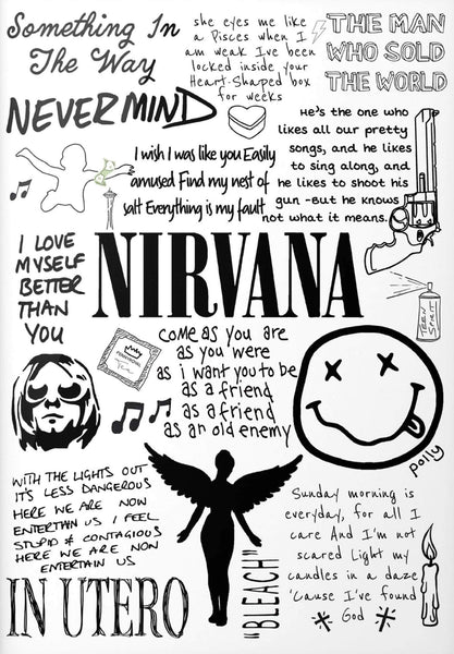 Nirvana - Lyrics And Doodles Fan Art Graphic Poster - Canvas Prints