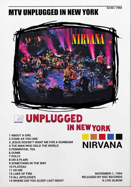 Nirvana MTV Unplugged - Live In Concert 1992 - Rock Music Art Poster - Art Prints