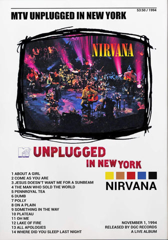 Nirvana MTV Unplugged - Live In Concert 1992 - Rock Music Art Poster - Art Prints