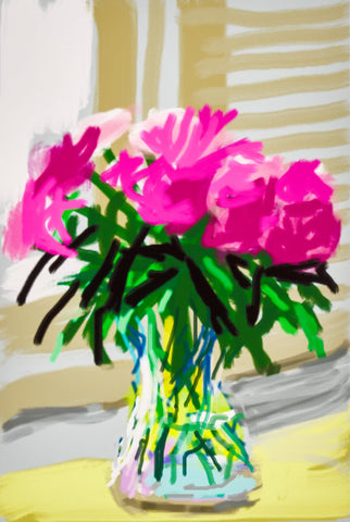 No 535 (Vase With Flowers) - David Hockney iPhone Drawing by David Hockney