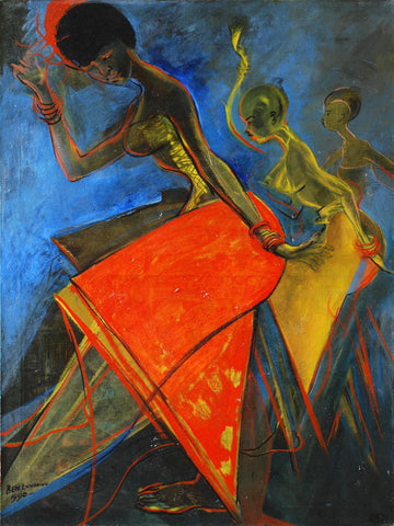 Obitun Dancers - Ben Enwonwu M B E - Modern and Contemporary African Art Painting - Life Size Posters by Ben Enwonwu
