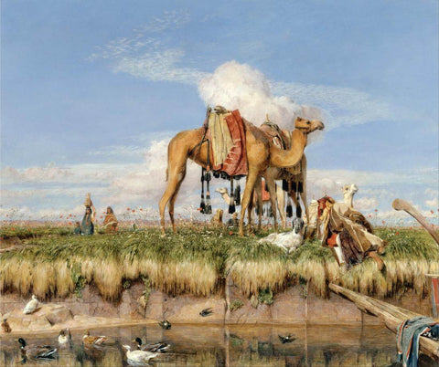 On The Banks Of The Nile In Upper Egypt (c1861) - John Frederick Lewis - Vintage Orientalist Painting Of Egypt - Large Art Prints by John Frederick Lewis
