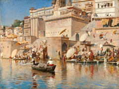 On the River Ganges, Benares - Edwin Lord Weeks - Orientalist Art Painting Of India