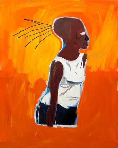 Orange Joy -  Jean-Michael Basquiat - Neo Expressionist Painting by Jean-Michel Basquiat