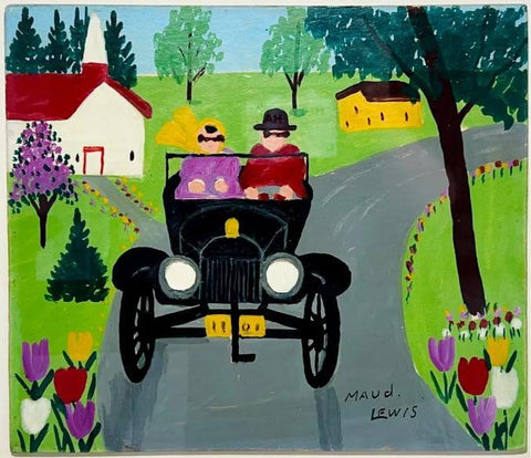 Out For A Drive - Maud Lewis - Folk Art Painting by Maud Lewis