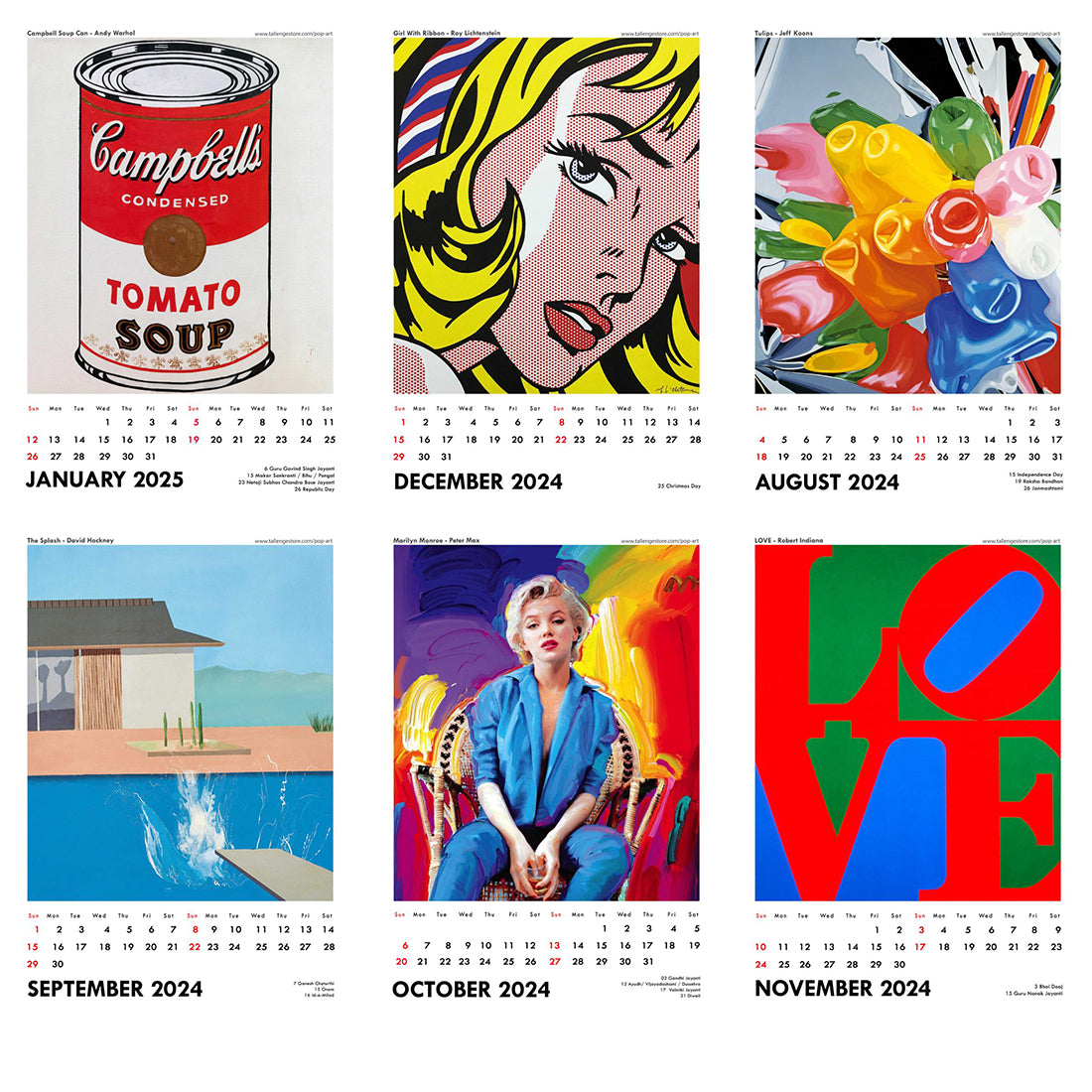2024 Wall Calendar Pop Art Collection by Tallenge Store Buy 2018