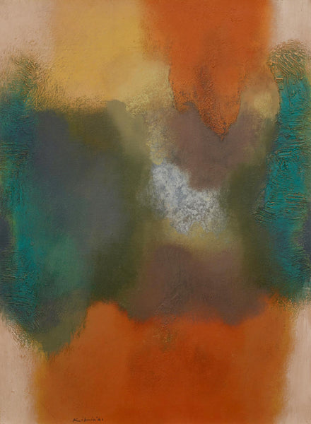 Painting In Orange And Teal -  Mohammad Kibria - Modern Masters Contemporary Abstract Painting - Art Prints