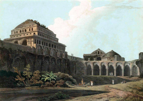 Part Of The Palace Of Madura - William Daniell - Vintage Orientalist Aquatint of India - Canvas Prints by William Daniell