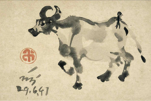 Pastoral - Nandalal Bose - Bengal School Indian Art Painting by Nandalal Bose