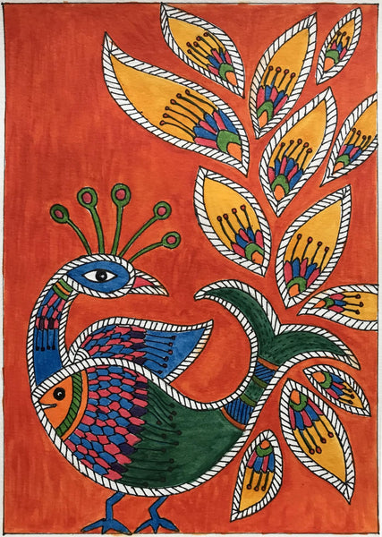 Peacock And Fish - Madhubani Painting - Folk Art Of India by Kritanta ...