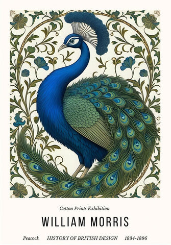 Peacock - William Morris Exhibition Poster - Vintage Naturalistic Wildlife Design Wall Art - Canvas Prints by William Morris