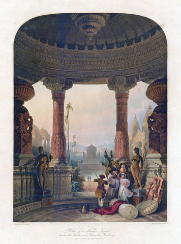 Portico Of A Hindu Temple - Captain Robert M Grindlay -  Vintage Orientalist Painting Of India - Canvas Prints by Robert Melville Grindlay