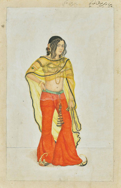 Portrait Of Nautch Dancer Peearee Jan - WIlliam Fraser - c1815 Indian Miniature Art Painting - Canvas Prints