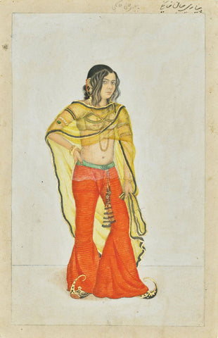 Portrait Of Nautch Dancer Peearee Jan - WIlliam Fraser - c1815 Indian Miniature Art Painting - Framed Prints by Miniature Vintage