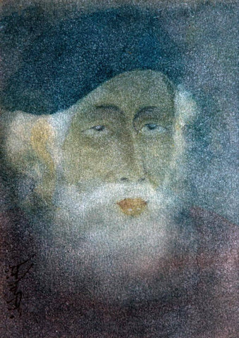 Portrait of Rabindranath - Abanindranath Tagore - Bengal School - Indian Art Painting by Abanindranath Tagore