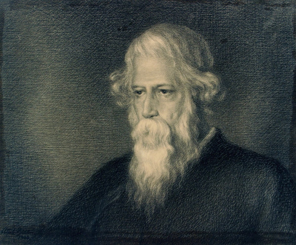 Portrait of Rabinranath Tagore (in Conte Crayon) - Atul Bose c1940 - Art Prints