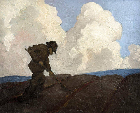 Potato Digger - Paul Henry RHA - Irish Master - Landscape Painting by Paul Henry