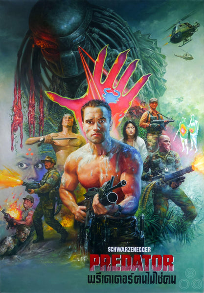 Predator - Arnold Schwarzenneger - Thai Release Handmade Movie Poster - Canvas Prints