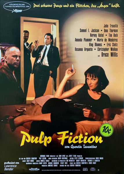 Pulp Fiction - Quentin Tarantino - German Release Movie Poster - Art Prints