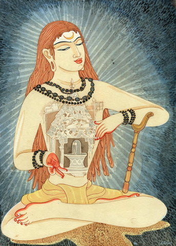 Pusalar Builds A Temple Of Shiva In His Heart - Rajam - Indian Art Painting by Akal