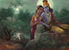 Radha Krishna - The Moonlight Meeting - Allah Bux - Masters Painting - Framed Prints