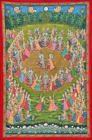 Radha Krishna Raas Leela - Pichwai Art Painting - Canvas Prints