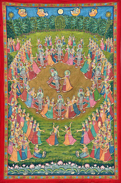 Radha Krishna Raas Leela - Pichwai Art Painting - Large Art Prints