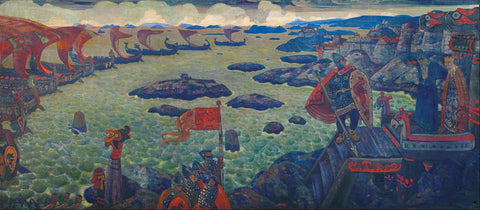Ready for the Campaign (The Varangian Sea) - Nicholas Roerich Painting by Nicholas Roerich
