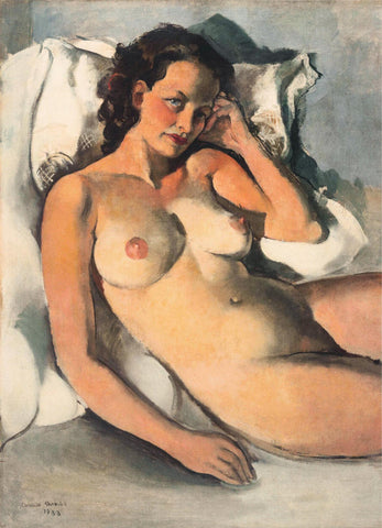 Reclining Nude - Amrita Sher-Gil Painting by Amrita Sher-Gil