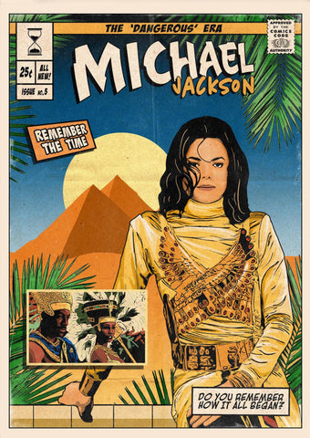 Remember The Time - Michael Jackson - Vintage Comic Book Cover Style Fan Art Poster - Framed Prints