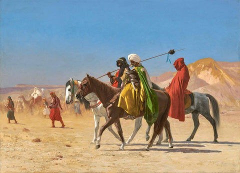 Riders Crossing The Desert - Jean-Leon Gerome - Vintage Orientalist Masterpiece Painting Of Egypt - Large Art Prints by Jean Leon Gerome