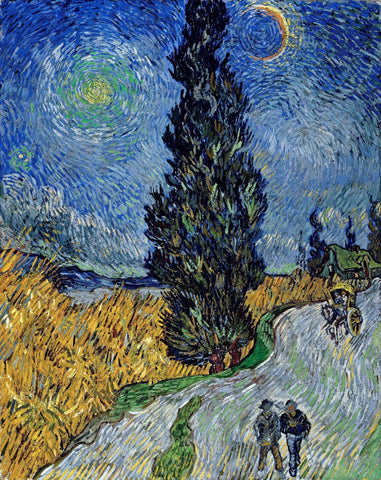 Road With Cypress And Star (Country Road in Provence by Night) - Vincent Van Gogh Painting - Life Size Posters by Vincent van Gogh