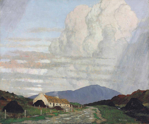 Roadside Cottages  Below Mweelrea Mountain  - Paul Henry RHA - Irish Master - Landscape Impressionist Painting - Canvas Prints