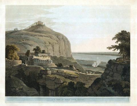 Rohtasgarh Fort In Bihar - William and  Thomas Daniell - Vintage Orientalist Painting of India by Thomas Daniell