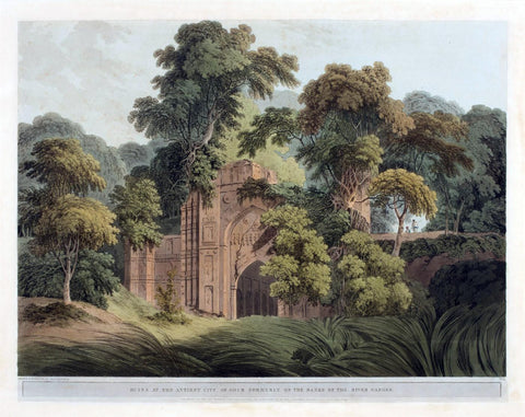 Ruins Of The City Of Gour - Thomas and William Daniell - c1810 - Vintage Orientalist Aquatint by Thomas Daniell