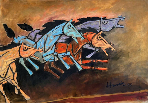 Running Horses 1993 - M F Husain - Posters