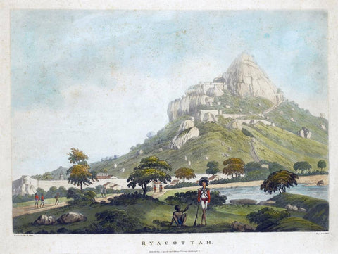 Ryacottah Encampment Near Madras - Captain Allan - c1794 - Vintage Orientalist Aquatint of India by Captain Allan