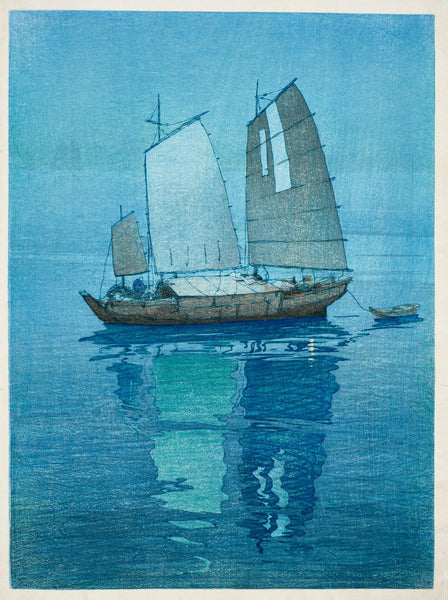 Sailboats At Forenoon (Hansen) - Yoshida Hiroshi - Taisho Period Japanese Vintage Woodblock Ukiyo-e Print - Framed Prints