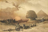 Sandstorm Approaching the Sphinx at Giza at Sunset - David Roberts -  Vintage Orientalist Tinted Lithograph Of Egypt - Canvas Prints
