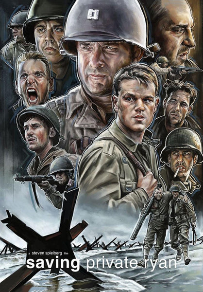 Saving Private Ryan - Tom Hanks Steven Spielberg -  Hollywood War WW2  Movie Art Poster - Art Prints