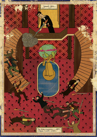 Scarface - Vintage Ottoman Miniature Style - Hollywood Classic Movie Poster - Framed Prints by Henry