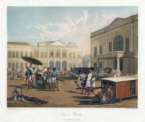 Scene In Bombay c1830 - Captain Robert M Grindlay -  Vintage Orientalist Painting Of India - Posters by Robert Melville Grindlay