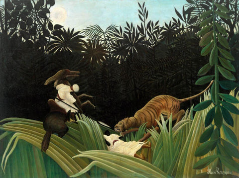 Scouts Attacked By A Tiger - Henri Rousseau Painting by Henri Rousseau