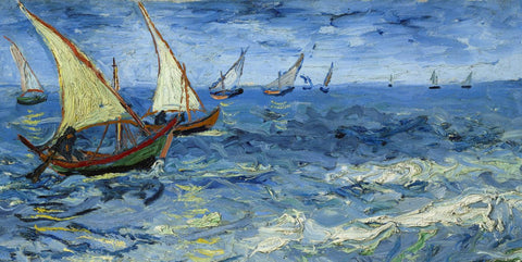 Seascape At Saintes-Maries, 1888 - Vincent van Gogh Painting - Large Art Prints by Vincent Van Gogh