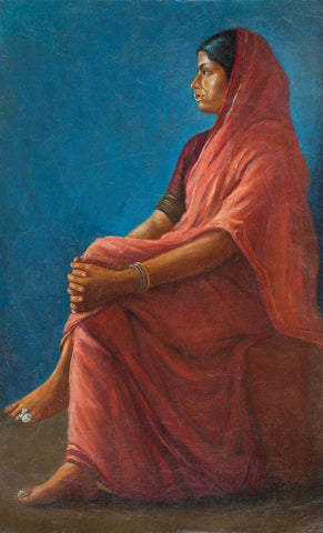 Seated Woman - M V Dhurandhar - Indian Masters Artwork by M. V. Dhurandhar
